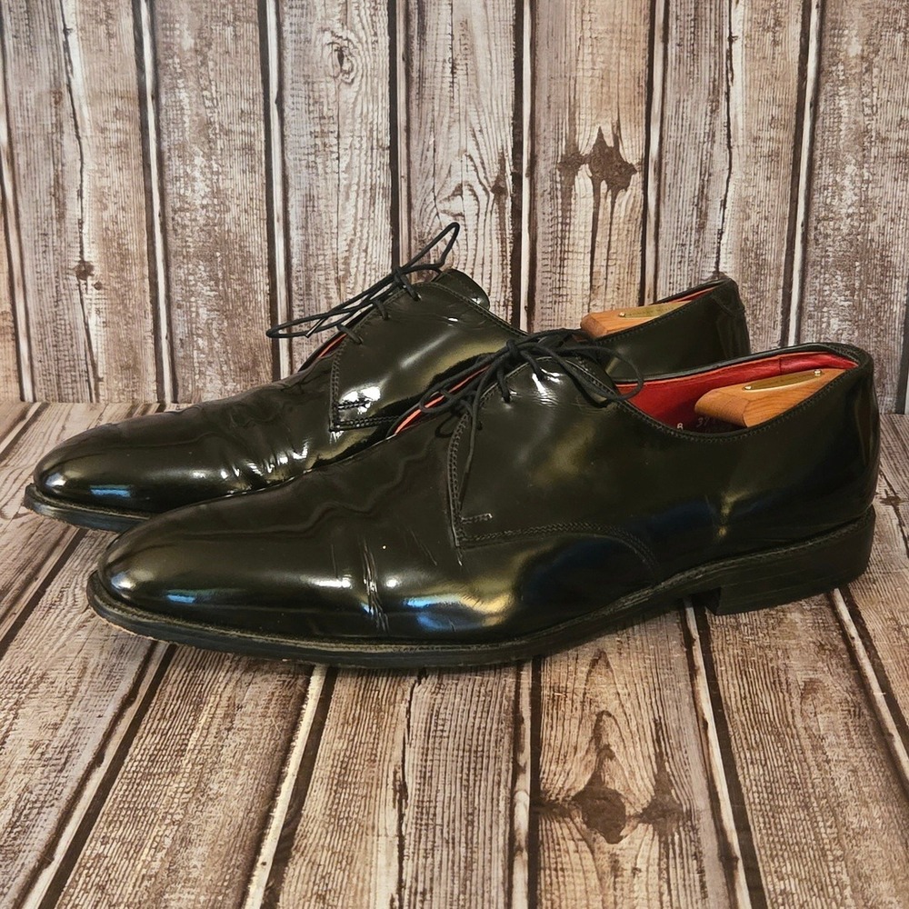 Sz 15 B Mens Allen Edmonds Spencer Black Patent Leather Tuxedo Formal Shoes